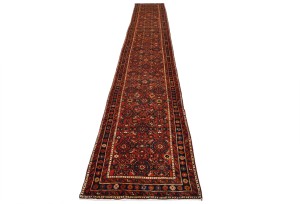 Rusty Red Vintage Tribal 3X17 Hossainabad Runner Oriental Rug