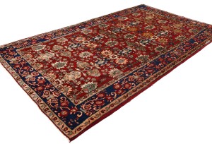 Vintage Red Floral 4'8X7'9 Tabriz Persian Rug