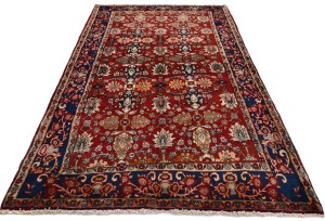 Vintage Red Floral 4'8X7'9 Tabriz Persian Rug