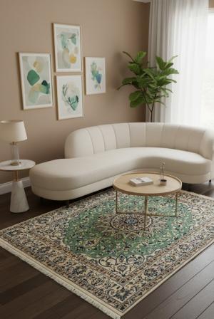 Vintage Floral Classic Green 5X7 Nain Persian Rug