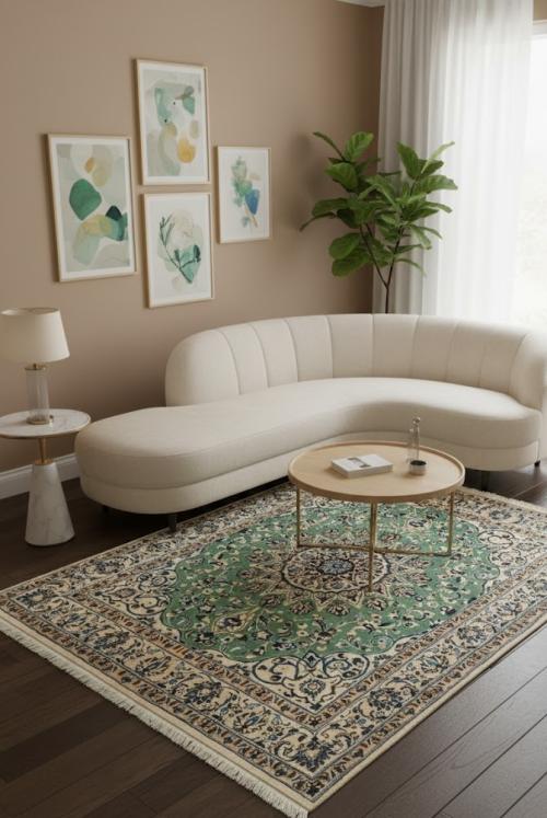 Vintage Floral Classic Green 5X7 Nain Persian Rug