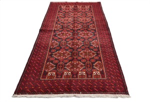 Vintage Red Tribal 3'6X6'7 Balouch Persian Oriental Rug
