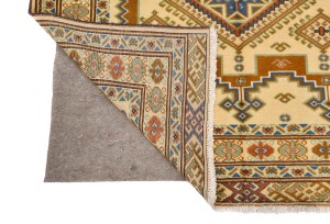 Vintage Yellow Cream Tribal 5X7 Turkoman Persian Rug