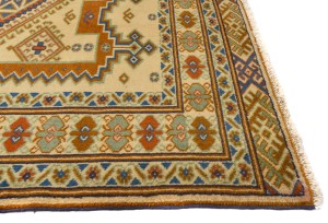 Vintage Yellow Cream Tribal 5X7 Turkoman Persian Rug