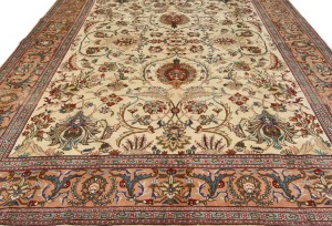 Semi Antique Cream Traditional 10X13 Tabriz Persian Rug