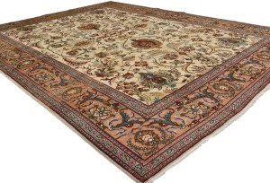 Semi Antique Cream Traditional 10X13 Tabriz Persian Rug