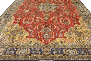 Vintage Classic Pictorial 10X14 Shahreza Persian Rug
