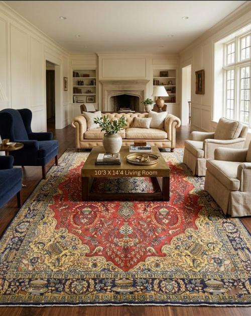 Vintage Classic Pictorial 10X14 Shahreza Persian Rug