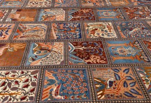 Vintage Khaki Pictorial 10X13 Kashmar Persian Oriental Rug