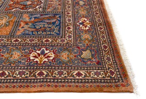 Vintage Khaki Pictorial 10X13 Kashmar Persian Oriental Rug