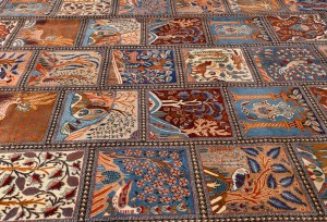 Vintage Khaki Pictorial 10X13 Kashmar Persian Oriental Rug