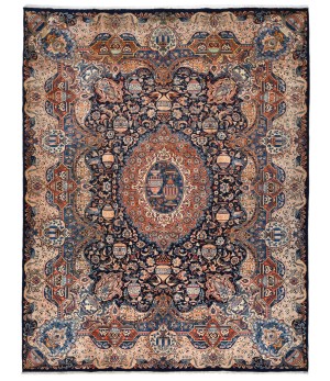 Vintage Purple-navy Pictorial 10X13 Kashmar Persian Rug