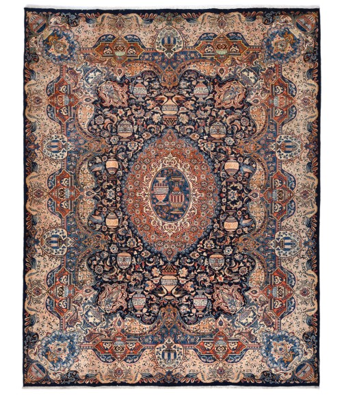 Vintage Purple-navy Pictorial 10X13 Kashmar Persian Rug