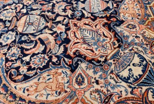 Vintage Purple-navy Pictorial 10X13 Kashmar Persian Rug