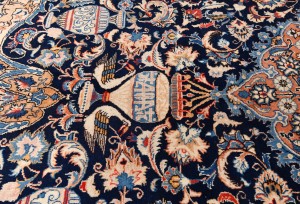 Vintage Purple-navy Pictorial 10X13 Kashmar Persian Rug