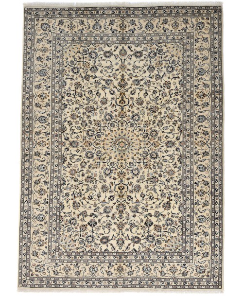 Vintage Cream Traditional 9X13 Kashan Persian Oriental Rug