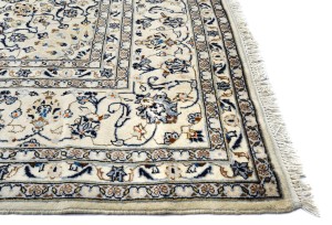 Vintage Cream Traditional 9X13 Kashan Persian Oriental Rug