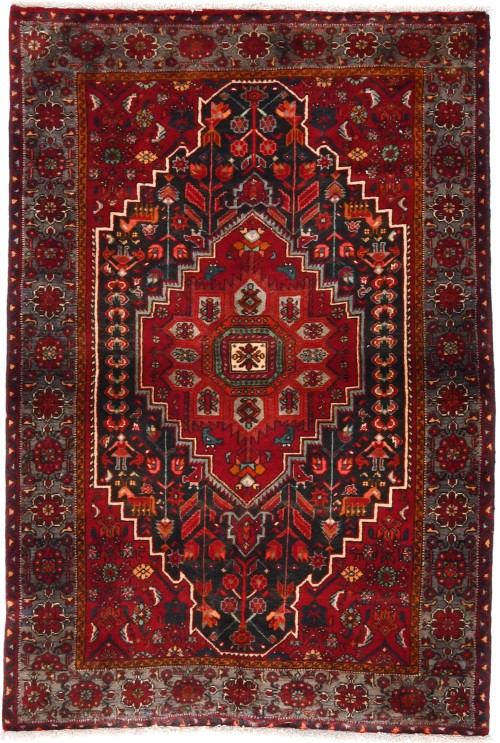 Red Vintage Tribal Geometric 3'7X5'2 Bidjar Persian Oriental Rug