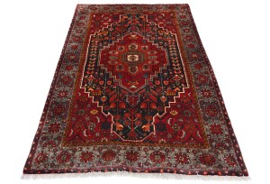 Red Vintage Tribal Geometric 3'7X5'2 Bidjar Persian Oriental Rug