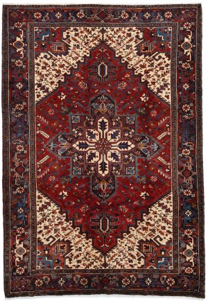 Red Vintage Geometric 7X10 Heriz Persian Oriental Rug
