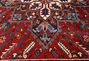 Red Vintage Geometric 7X10 Heriz Persian Oriental Rug