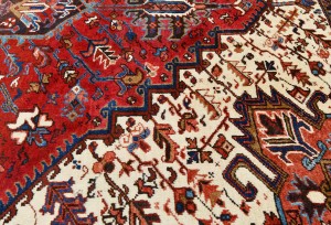 Red Vintage Geometric 7X10 Heriz Persian Oriental Rug