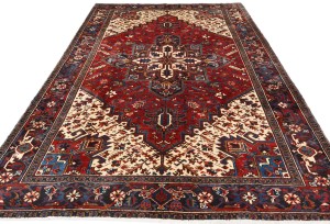 Red Vintage Geometric 7X10 Heriz Persian Oriental Rug
