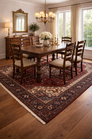 Vintage Geometric Red 7X10 Heriz Persian Rug