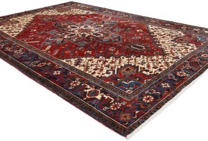 Red Vintage Geometric 7X10 Heriz Persian Oriental Rug