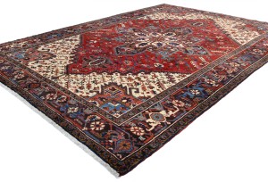 Red Vintage Geometric 7X10 Heriz Persian Oriental Rug