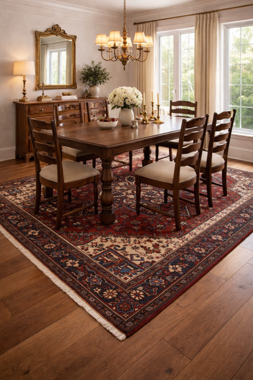 Vintage Geometric Red 7X10 Heriz Persian Rug