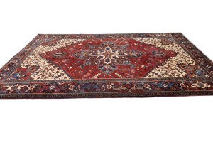 Red Vintage Geometric 7X10 Heriz Persian Oriental Rug