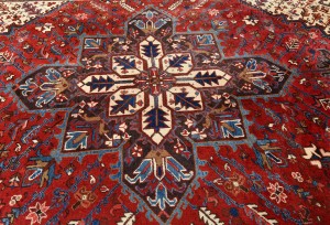Red Vintage Geometric 7X10 Heriz Persian Oriental Rug