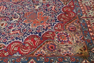 Vintage Purple-navy Traditional 9X13 Kashmar Persian Rug