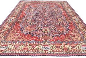 Vintage Purple-navy Traditional 9X13 Kashmar Persian Rug