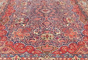 Vintage Purple-navy Traditional 9X13 Kashmar Persian Rug