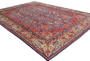 Vintage Purple-navy Traditional 9X13 Kashmar Persian Rug