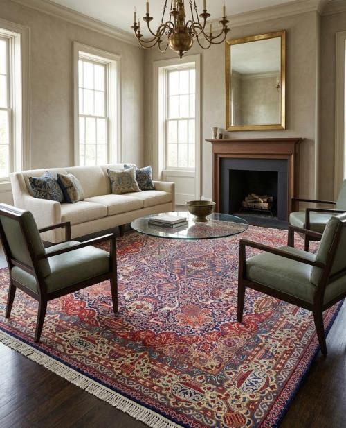 Vintage Purple-navy Traditional 9X13 Kashmar Persian Rug