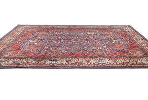 Vintage Purple-navy Traditional 9X13 Kashmar Persian Rug