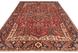 Vintage Red Geometric 8X12 Heriz Persian Rug