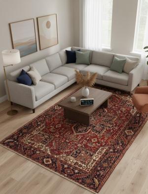 Vintage Red Geometric 8X12 Heriz Persian Rug