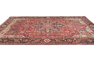 Vintage Red Geometric 8X12 Heriz Persian Rug