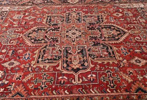 Vintage Red Geometric 8X12 Heriz Persian Rug