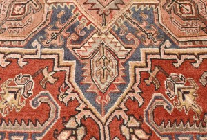Vintage Rusty Red Geometric 7X9 Heriz Persian Rug