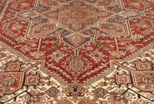 Vintage Rusty Red Geometric 7X9 Heriz Persian Rug