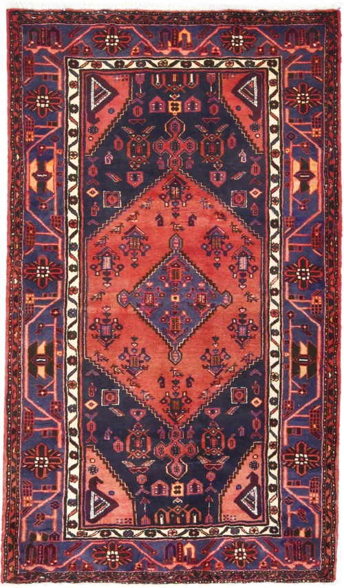 Orange-red Vintage Tribal Geometric 4X7 Hamedan Persian Oriental Rug