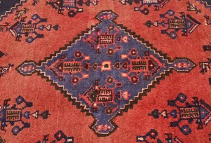 Orange-red Vintage Tribal Geometric 4X7 Hamedan Persian Oriental Rug
