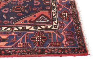 Orange-red Vintage Tribal Geometric 4X7 Hamedan Persian Oriental Rug