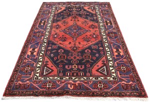 Orange-red Vintage Tribal Geometric 4X7 Hamedan Persian Oriental Rug