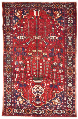 Vintage Red Floral 5'2X8'6 Bakhtiari Persian Rug